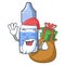 Santa with gift eye drops isolated with the characters