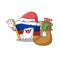 Santa with gift flag russia isolated in the cartoon