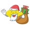 Santa with gift folding fan isolated with the cartoon