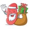 Santa with gift kidney mascot cartoon style