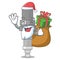 Santa with gift miniature spark plug in cartoon shape