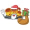 Santa with gift orange sponge coral in shape mascot