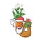 Santa with gift peace lily isolated with the mascot