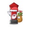 Santa with gift pillar box on a cartoon highway