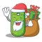 Santa with gift price tag mascot cartoon