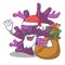 Santa with gift purple coral reef the shape mascot