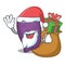 Santa with gift purple sweet potato in cartoon fridge