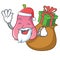 Santa with gift rose apple mascot cartoon