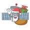 Santa with gift satelite mascot cartoon style