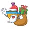 Santa with gift spinning top mascot cartoon