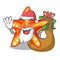 Santa with gift underwater sea in the starfish mascot