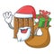 Santa with gift wooden fence pattern for design cartoon