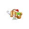 Santa with gift work suitcase character on white background