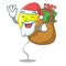 Santa with gift Yellow balloon isolated on for mascot