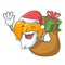 Santa with gift yellow pumpkin isolated in the cartoon