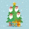 Santa gifts and pine tree cartoons of Chistmas design