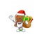 Santa gingerbread bell Cartoon character design with sacks of gifts