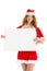 Santa girl holds big horizontal blank paper