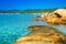 Santa Giulia beach with azure clear water, Corsica, France