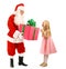 Santa Gives a Gift to a Happy Little Girl