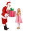 Santa Gives a Gift to a Happy Little Girl