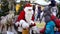 Santa gives gifts to children at the Christmas fair
