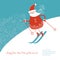 Santa go alpine skis