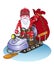 Santa goes on a snowmobile, it is lucky people gifts.