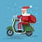 Santa going on a scooter.