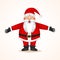 Santa greeting. Red Santa hat. For Christmas and New Year posters presenting. Vector illustration of elf on white background.