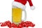 Santa hat on beer mug