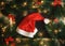 Santa Hat on Blackboard Surrounded by Christmas Light, Ornament