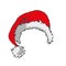 Santa hat with pompon on left side. colour isolated vector sample