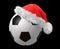 Santa hat on a soccer ball