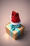 Santa hat on top of a gift box, christmas wallpaper, xmas time