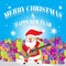 Santa Hello Guitar and Merry Christmas Blues Background Best Gift Cartoon