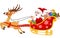 Santa in his Christmas sled being pulled by reindeer