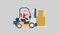 Santa with his forklift vehicle.