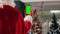 Santa holding mockup smartphone