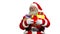 Santa holding presents, white background.