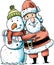Santa Hugging Snowman