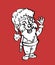 Santa illustration - cartoon character waving and smiling at the camera