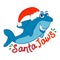 Santa Jaws, Santa Shark - funny vector illustration with text for Christmas