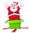 Santa jumps from gift box