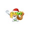 Santa lemon cream pancake Cartoon character design with sacks of gifts