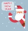 Santa Looking Out Corner Cartoon Character Happy New Year Greeting Card Flat Design Vector Illustration