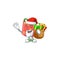 Santa love gift red Cartoon character design having box of gift