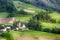 Santa Maddalena Church in Italian Dolomites Alps, Odle, spring l