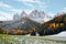 Santa Maddalena Village Church at the Dolomite Alps