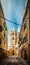 Santa Maria cathedral`s steeple in old town Alghero